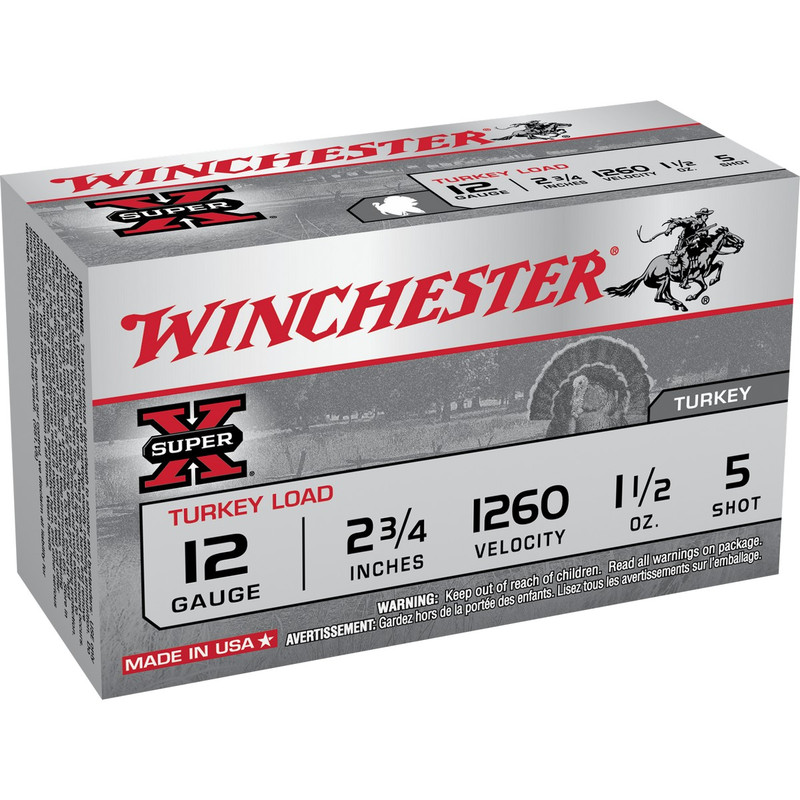 Winchester Super X Turkey 12 Ga 2.75" 1 1/2 Oz 10 Rd in Shot Size 5 Ammo Size